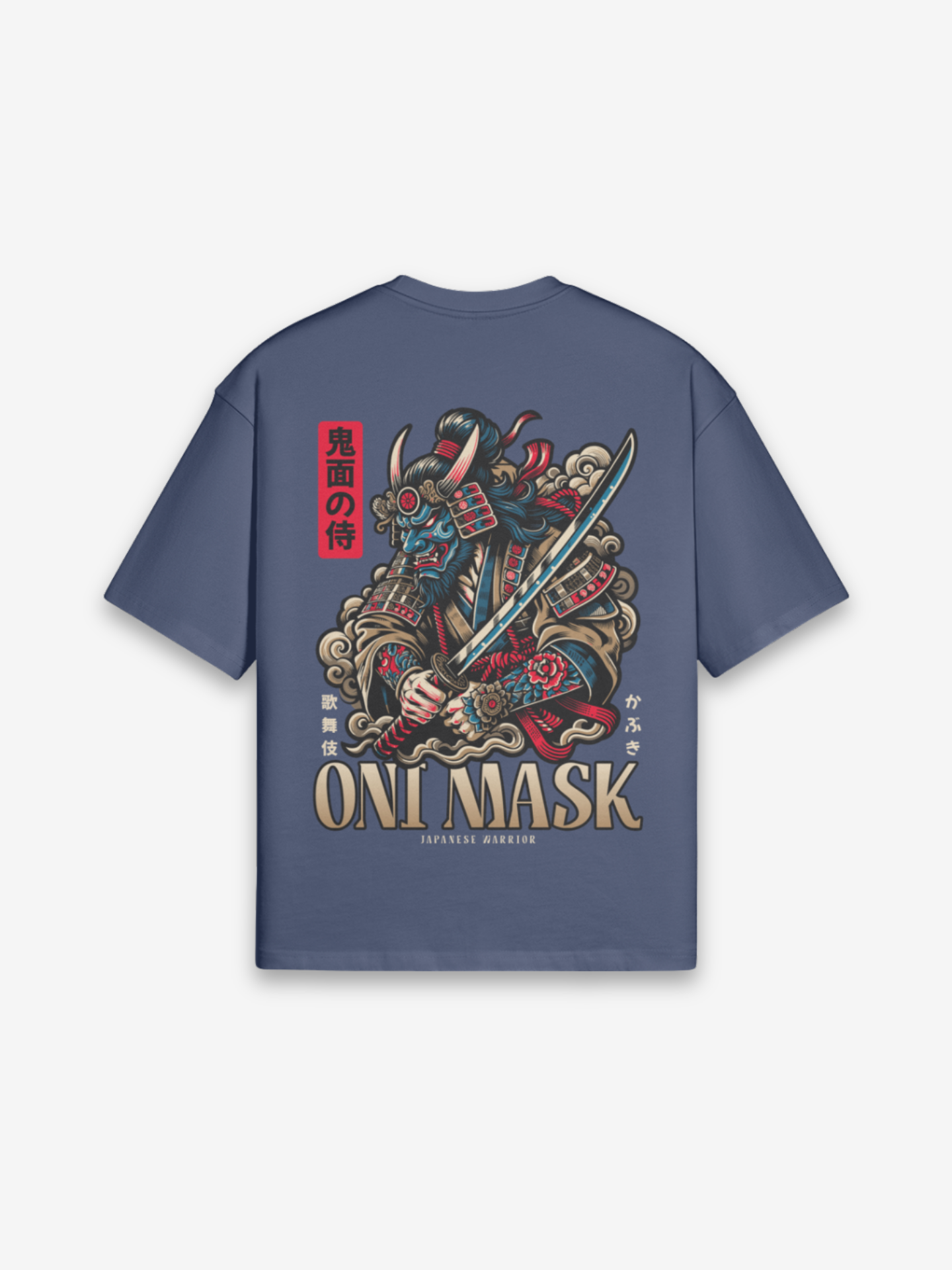Oni-Maske T-Shirt - 鬼の面 — Farbvariante weiß