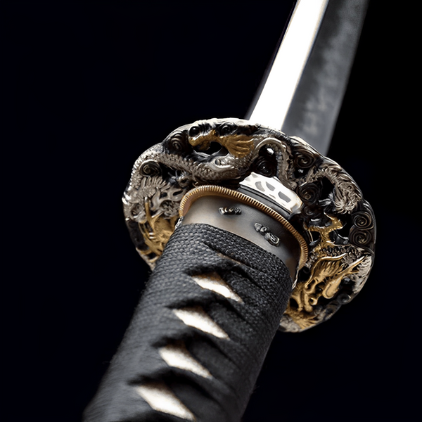 Ouryu Katana Nahaufnahme der T10-Klinge mit echter Hamon-Härtelinie