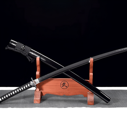 Ouryu Katana (T10-Damaststahl & echter Hamon) - 王竜 — komplettes Set mit Seidenbeutel und Zertifikat