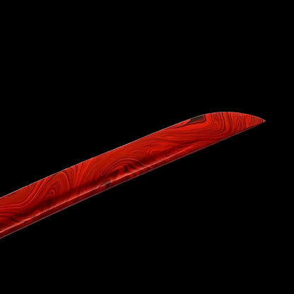 Rote Klinge Katana - ブレード — Klingen-Detail Nahaufnahme mit sichtbarem Stahl