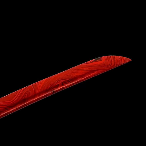 Rote Klinge Katana - ブレード — Klingen-Detail Nahaufnahme mit sichtbarem Stahl