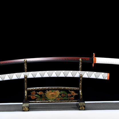 Rengoku Katana (Demon Slayer) - レンゴク — Griff-Detail mit Rochenhaut und Menuki