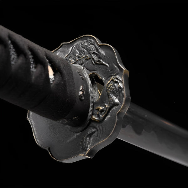 Ronin Holz Katana - 浪人木刀 — Saya und Griff Detail mit Beschlägen