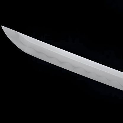 Ryujin Katana auf Holzständer mit 武-Kanji und echter Stachelrochen-Saya