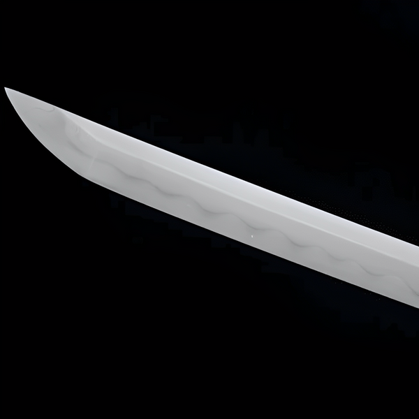 Ryujin Katana auf Holzständer mit 武-Kanji und echter Stachelrochen-Saya