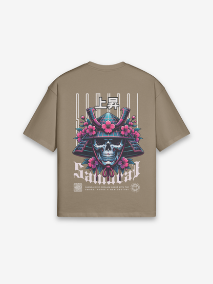 Samurai Kopf T-Shirt - 本部 — Rückansicht mit Grafik-Design