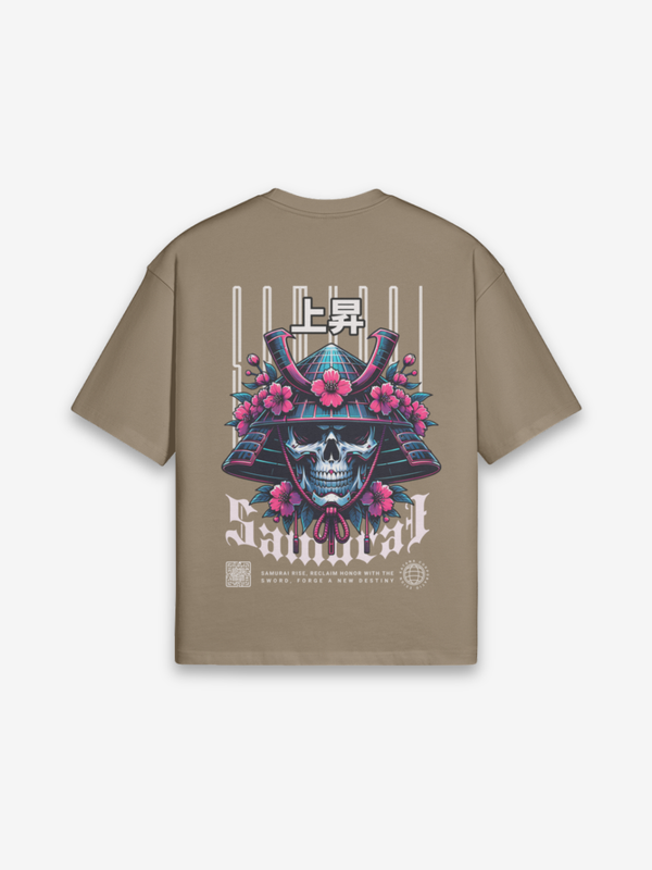 Samurai Kopf T-Shirt - 本部 — Rückansicht mit Grafik-Design