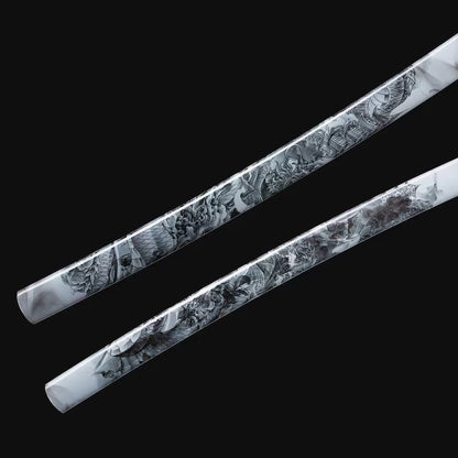 Schattenmond Katana - 影月刀 — komplettes Set mit Seidenbeutel und Zertifikat