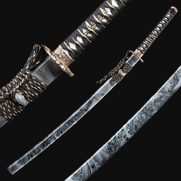 Schattenmond Katana - 影月刀 — Saya und Griff Detail mit Beschlägen