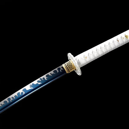 Seiryu Enbu Katana - 舞の刀 — Klingen-Detail Nahaufnahme mit sichtbarem Stahl