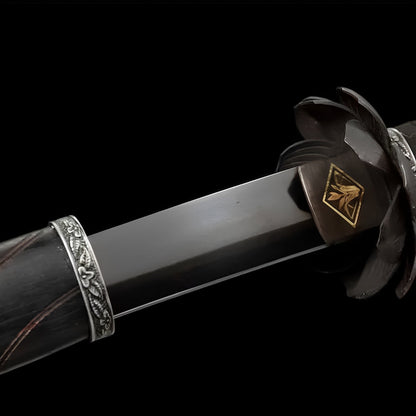 Sekiro Todesklinge Katana - 黒髪刀 — komplettes Set mit Seidenbeutel und Zertifikat