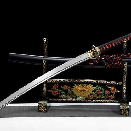 Shinku Wakizashi (Damaststahl) - 真紅 — komplettes Tanto-Set Ansicht