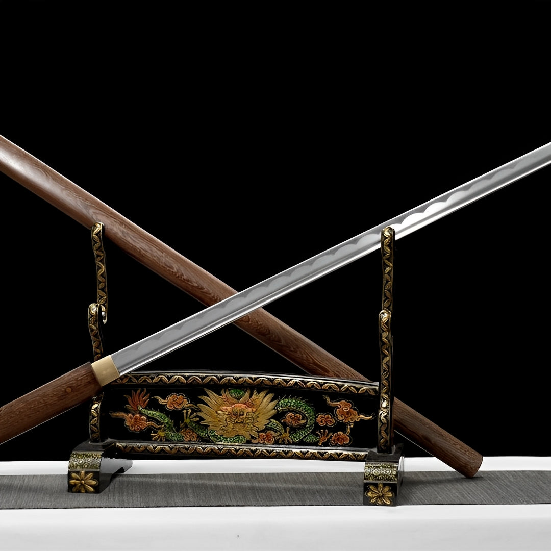 Shizen Ninjato (Kohlenstoffstahl) - 自然 — Tsuba und Habaki Nahaufnahme