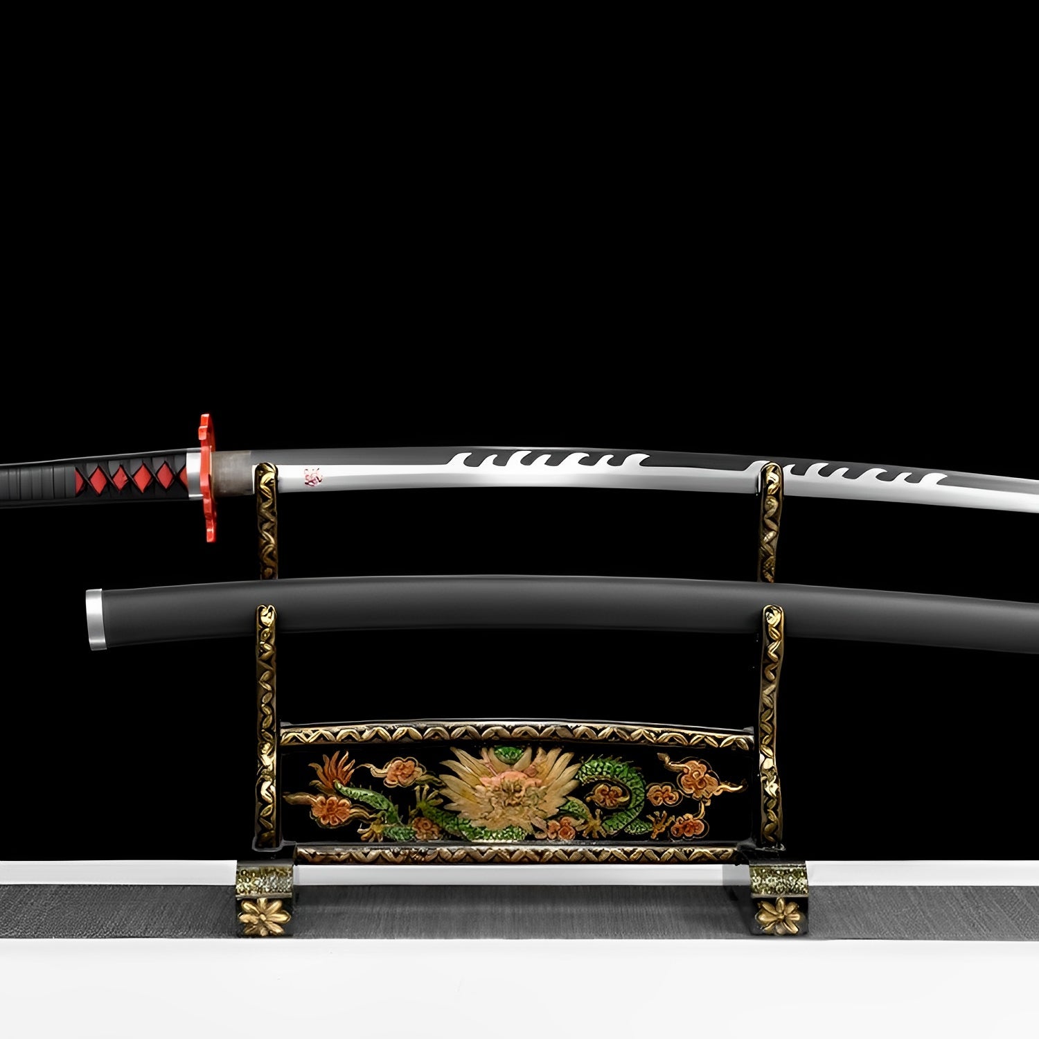 Tanjiro Katana (Demon Slayer) - タンジロ — Griff-Detail mit Rochenhaut und Menuki