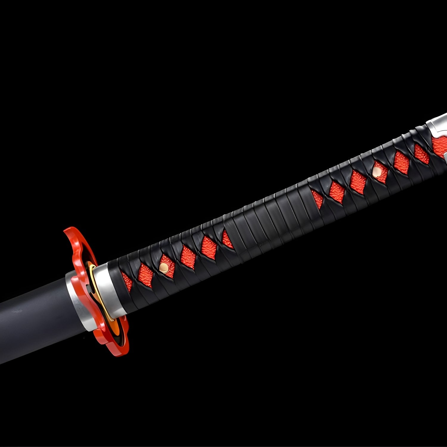Tanjiro Katana (Demon Slayer) - タンジロ — Tsuba Nahaufnahme und Ito-Wicklung