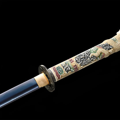Tentai Drache Katana - 天竜刀 — komplettes Set mit Seidenbeutel und Zertifikat