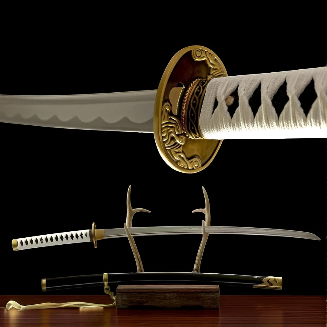 Vergil Yamato Katana - ヤマト — Komplett-Ansicht mit Saya und Display-Ständer