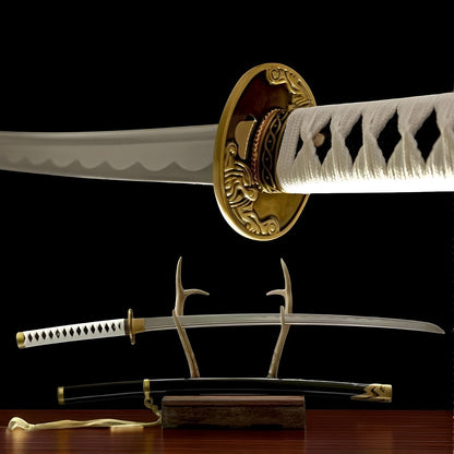 Vergil Yamato Katana - ヤマト — Komplett-Ansicht mit Saya und Display-Ständer