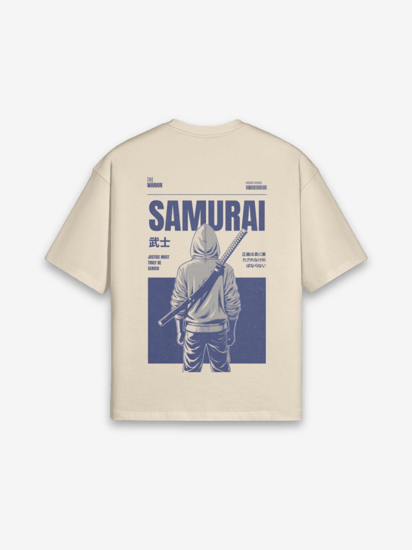 Vintage Samurai T-Shirt - 武士 — Rückansicht mit Grafik-Design