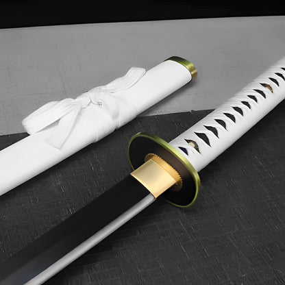 Wado Ichimonji Katana Zoro One Piece mit weißer Saya und Messing-Oval-Tsuba