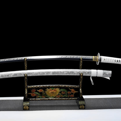 Weißes Katana-Schwert - 白い剣 — komplettes Set mit Seidenbeutel und Zertifikat