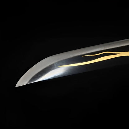 Zenitsu Katana (Demon Slayer) - ゼンイツ — Klingen-Detail Nahaufnahme mit sichtbarem Stahl