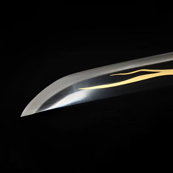 Zenitsu Katana (Demon Slayer) - ゼンイツ — Klingen-Detail Nahaufnahme mit sichtbarem Stahl